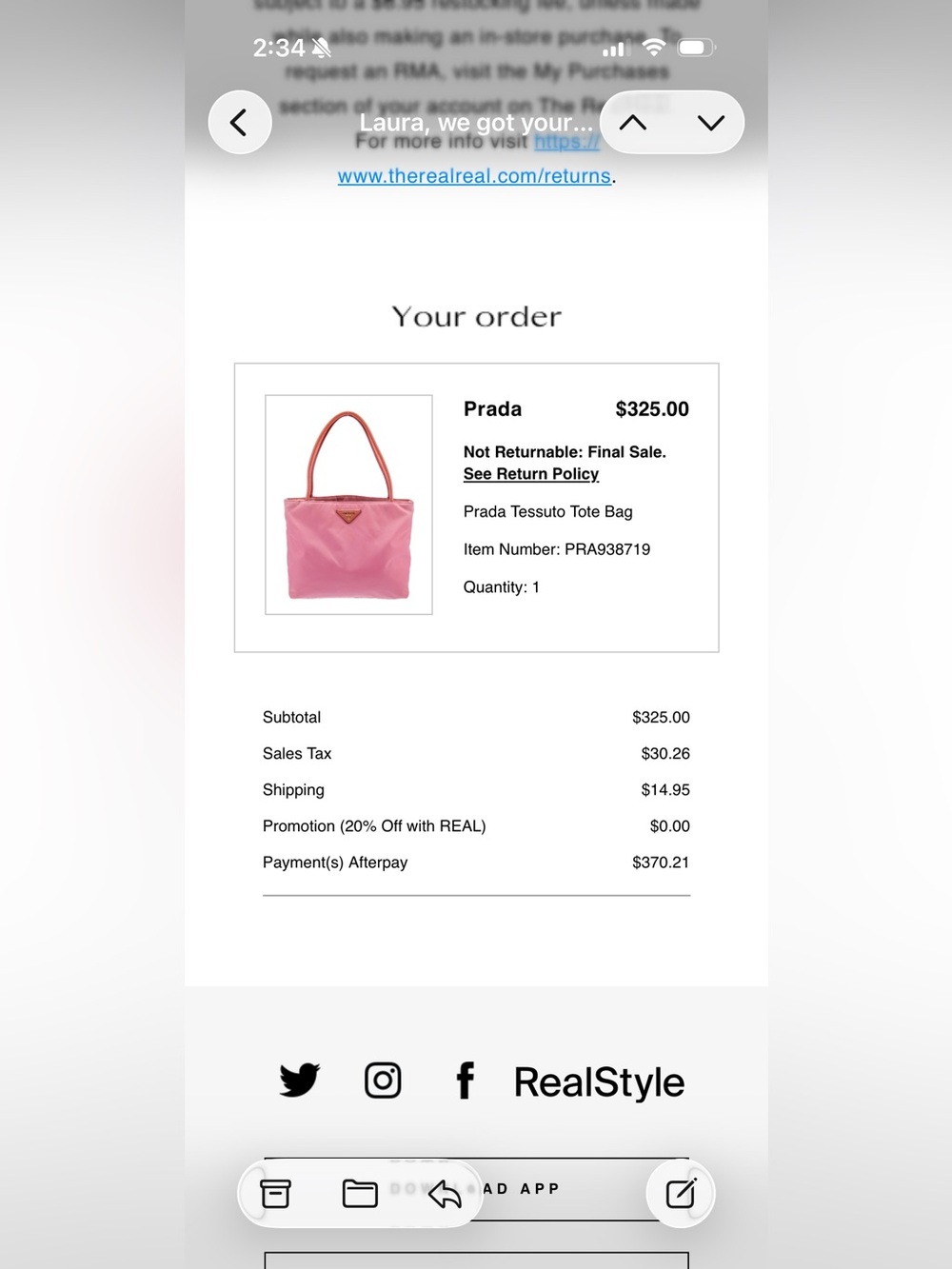 Prada Pink Nylon Shoulder Tote with Gold Triangle Logo - Picture 6 of 6